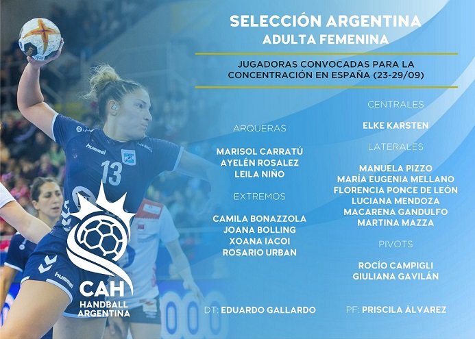 Handball femenino: LA SELECCIÓN ARGENTINA REALIZARÁ UNA CONCENTRACIÓN EN ESPAÑA