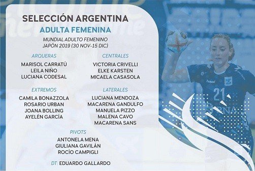 Handball femenino: LA SELECCIÓN ARGENTINA Y EL PLANTEL PARA EL MUNDIAL DE JAPÓN