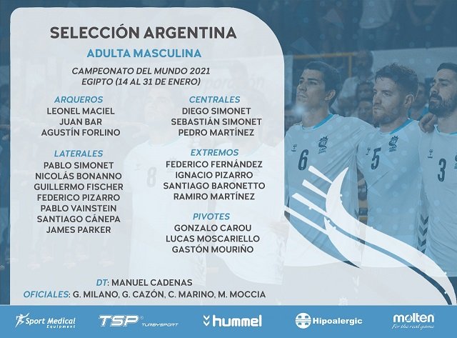 Handball masculino: LA LISTA DE LA SELECCIÓN PARA EL MUNDIAL 2021