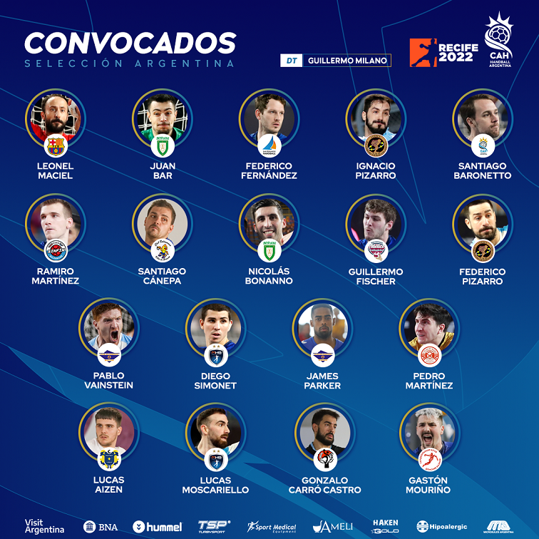 Handball masculino: LISTADO DE LOS GLADIADORES QUE PARTICIPARÁN DEL TORNEO SUR-CENTRO CLASIFICATORIO AL MUNDIAL DE POLONIA-SUECIA 2023