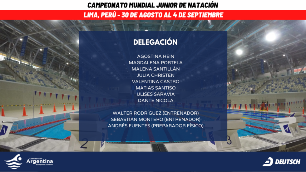 Natación: DELEGACIÓN PARA EL MUNDIAL JUNIOR 2022 EN LIMA PERÚ