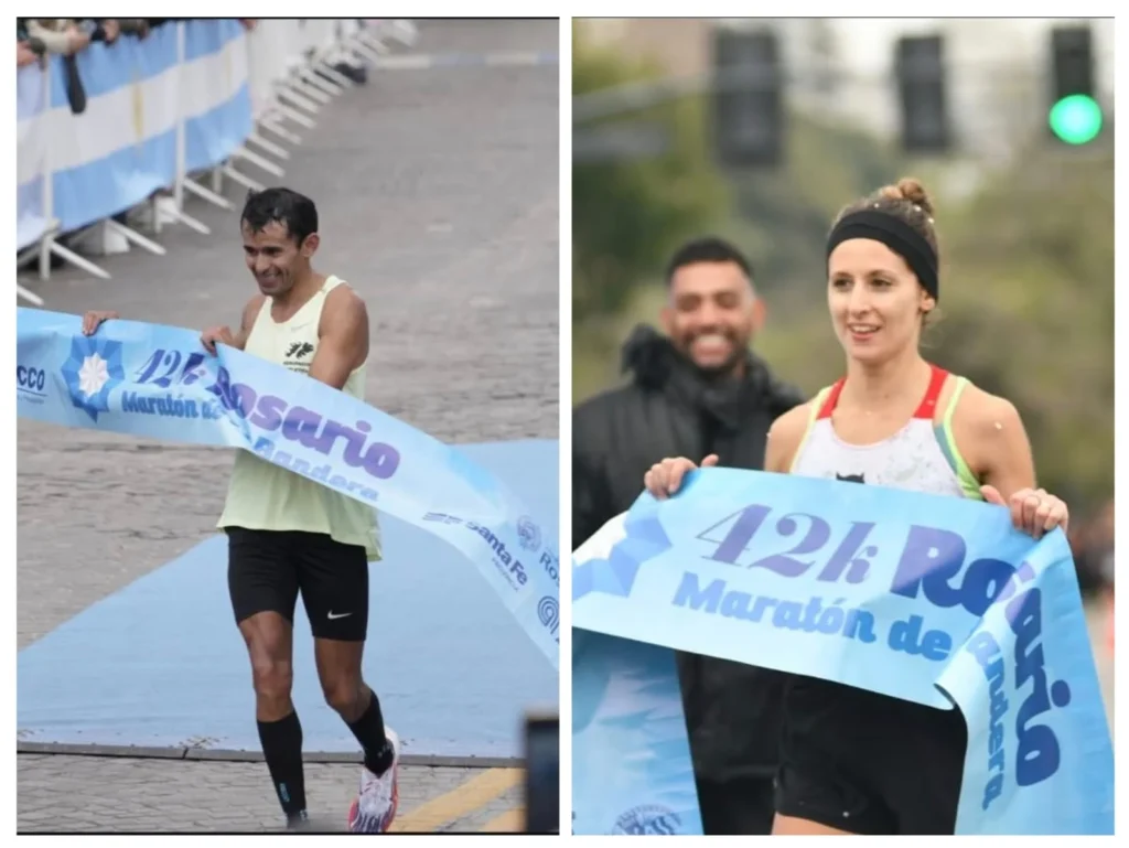Atletismo: FLORENCIA PICA Y PEDRO GÓMEZ GANARON MARATÓN DE LA BANDERA EN ROSARIO 2025