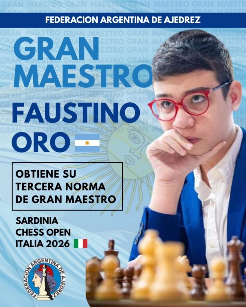 Ajedrez masculino: FAUSTINO ORO LOGRÓ EL TÍTULO DE GRAN MAESTRO