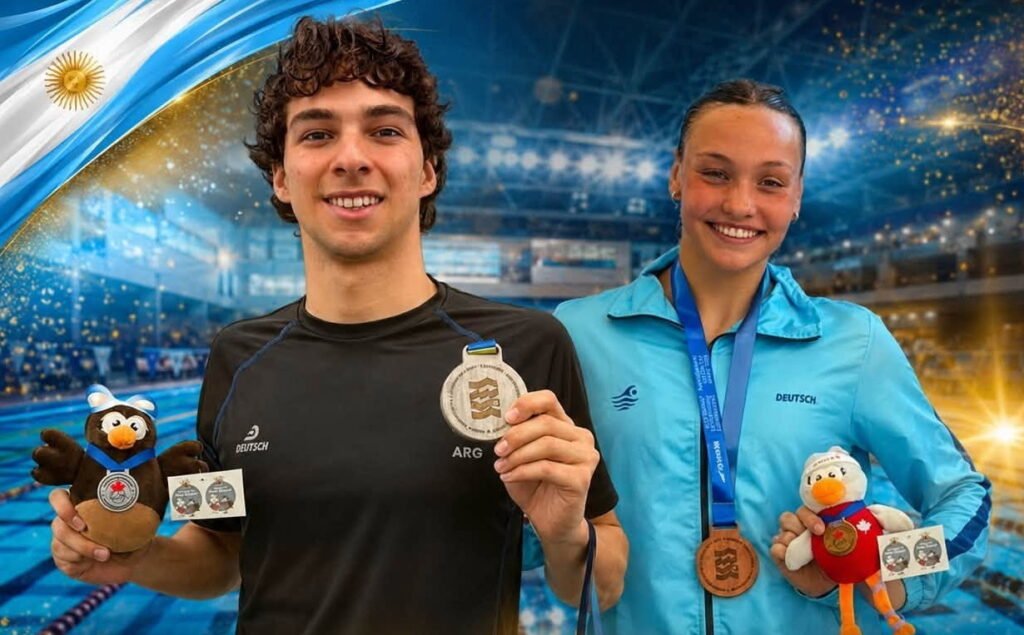 Natación: MATÍAS CHAULLOU Y CECILIA DIELEKE Y SUS MEDALLAS EN LOS PAN PACIFIC JUNIOR