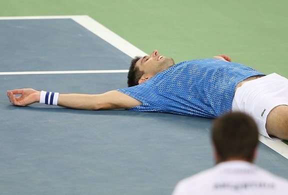 Tennis - Croatia v Argentina - Davis Cup Final - Arena Zagreb, Croatia - 27/11/16 Argentina's Federico Delbonis reacts after winning against Croatia's Ivo Karlovic.      REUTERS/Marko Djurica TPX IMAGES OF THE DAY